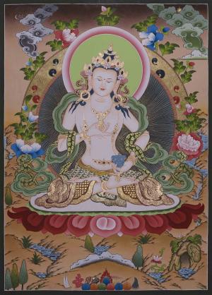 Hand-Painted Vajrasattva Thangka | Symbol of Purification and Healing | Tibetan Buddhist Art